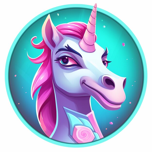 A close up of a unicorns face with a pink mane generative ai