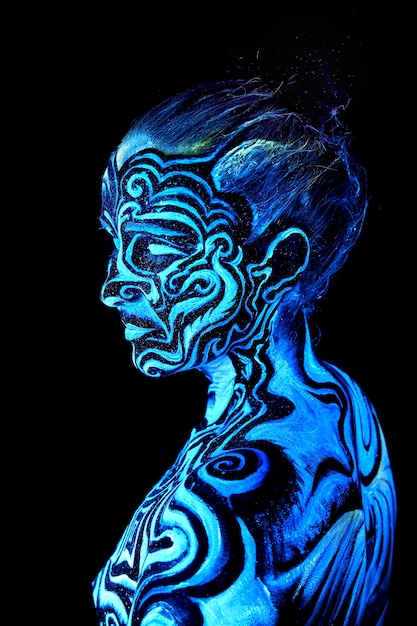 close up uv portrait on a feemale