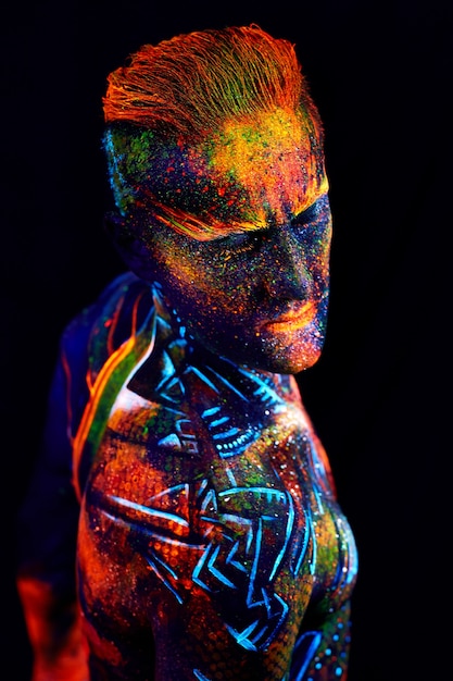 close up UV portrait of a man