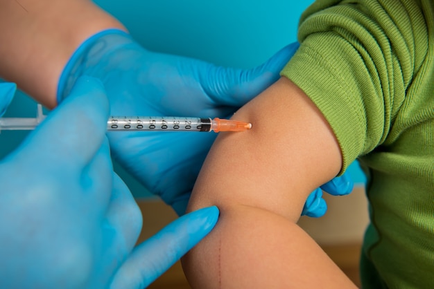 Close-up of vaccination of the Covid-19 coronavirus vaccine.