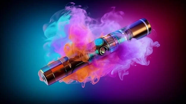 A close up of a vapor filled with colorful smoke generative ai