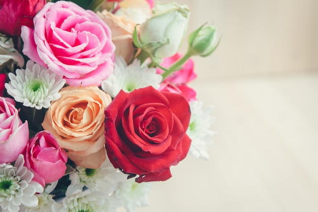 Close up Vase of Roses bouquet, Beautiful flower