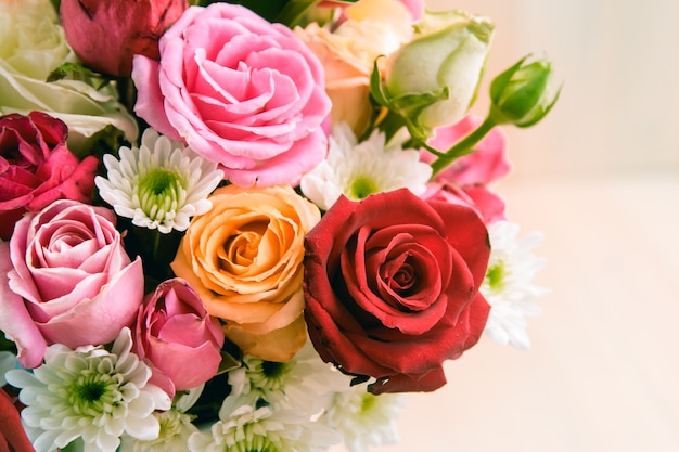 Close up Vase of Roses bouquet, Beautiful flower