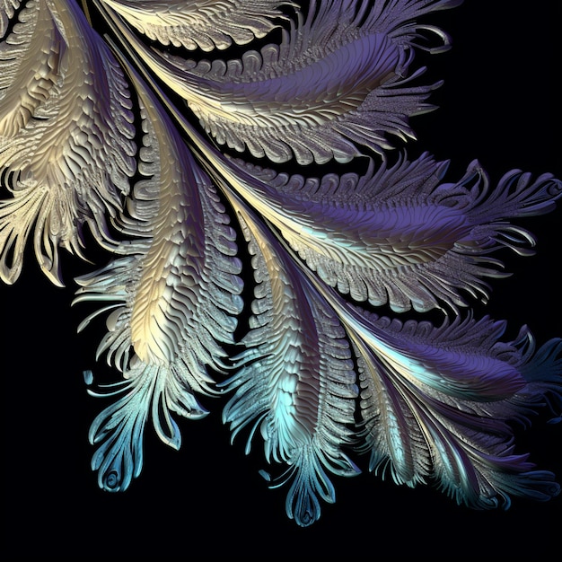 A close up of a very pretty looking feathery plant on a black background generative ai