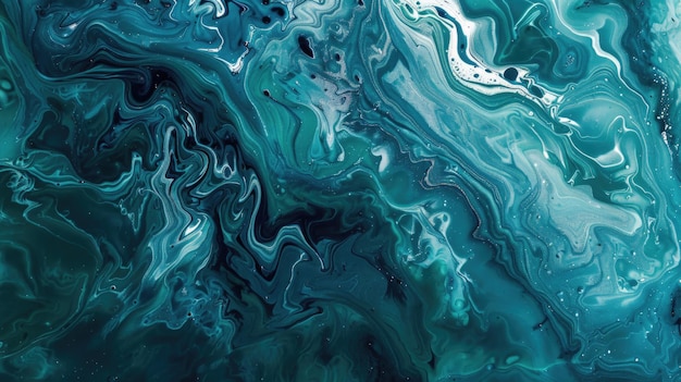 Close up of a vibrant blue and green fluid painting Great for artistic backgrounds