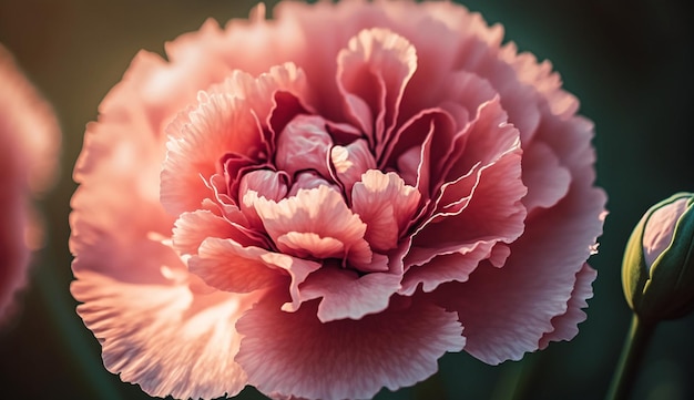 Close up of a vibrant pink peony blossom generated by AI