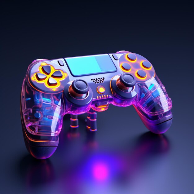 a close up of a video game controller with a glowing back generative ai