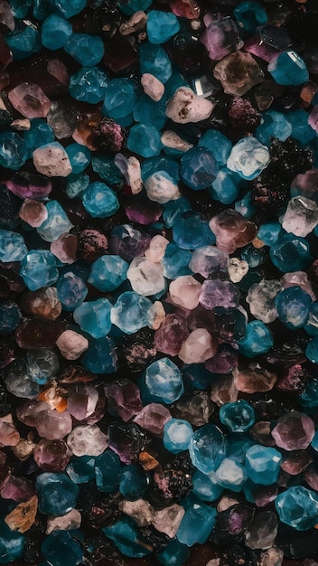 Photo a close up view of blue and purple crystals in a pile