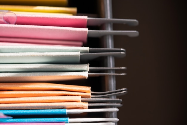 Close up view of documents in files placed in the filing cabinet