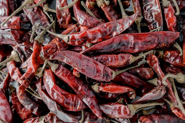 Close-up view of dried red chilli