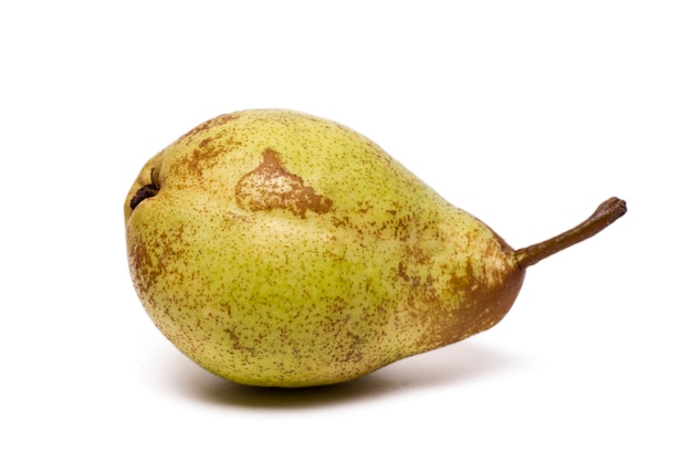 Close up view of a fresh and healthy rock pear isolated on a white background.