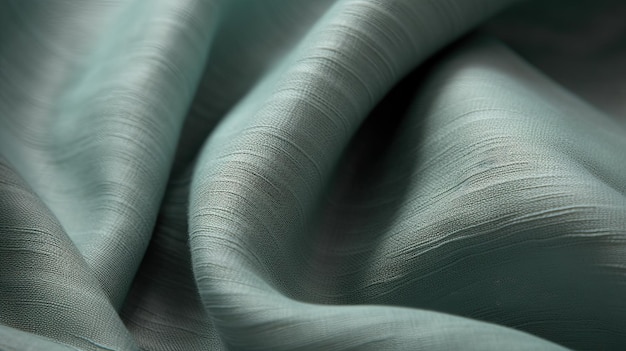 Close up view of green silk with folds background