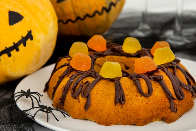 Close-up view of halloween pumpkin