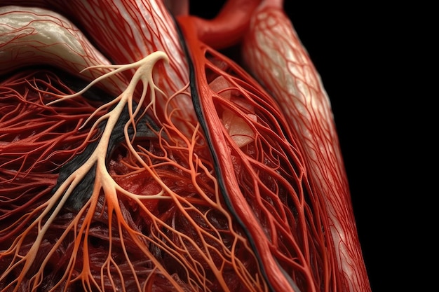 Close up view of the heart muscle Cardiology Generative AI