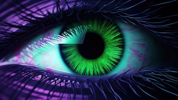 Close up view of human eye with blue iris Vision concept