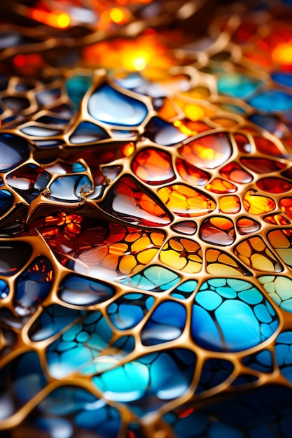 Close up view of multicolored glass plate Generative AI