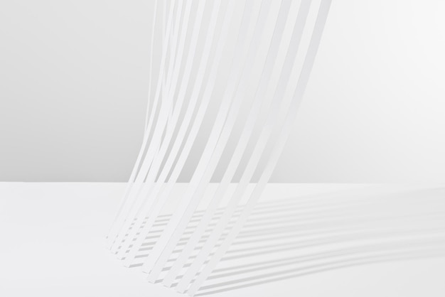 Close up view of paper stripes with shadow on white background