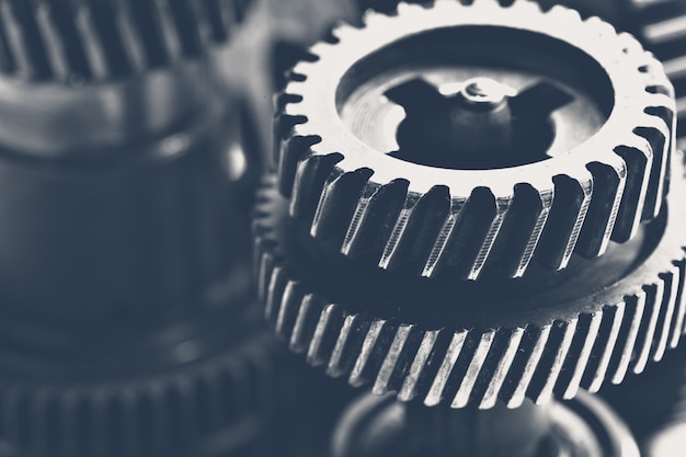 Close-up view of stack of gears