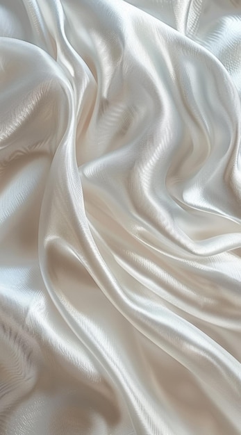 Close Up View of White Satin Fabric