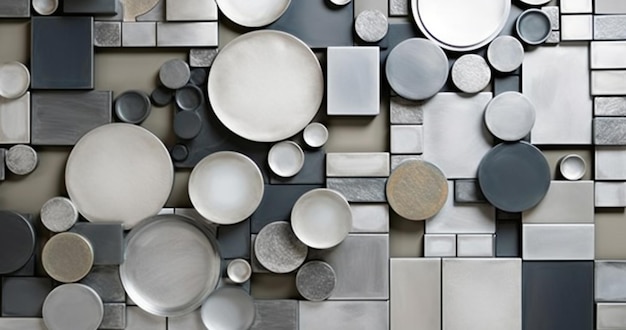 a close up of a wall with many different types of plates generative ai