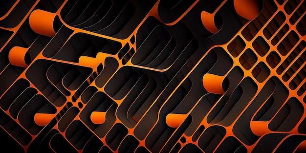 Close up of wallpaper with black and orange background generative ai