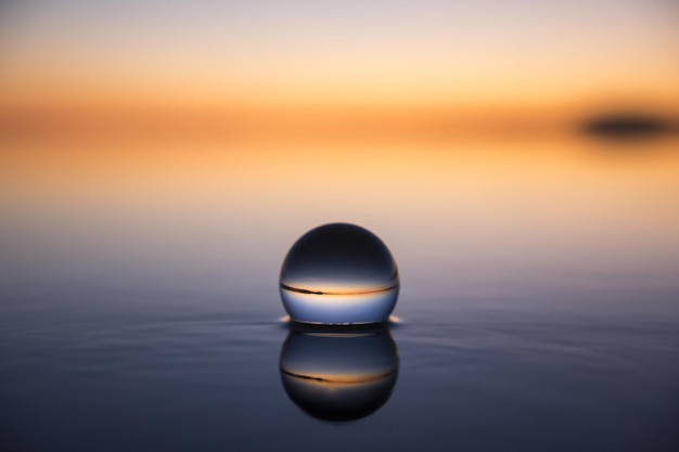 Close-up of water against sky during sunset