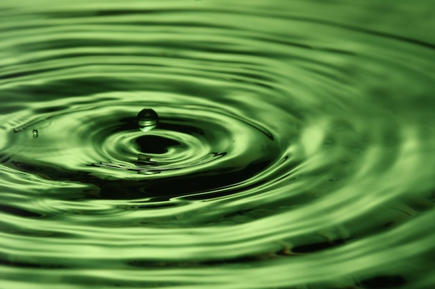 close up of a water drop falling and impact with a body of water