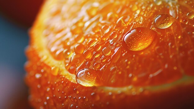 a close up of water droplets on an orange