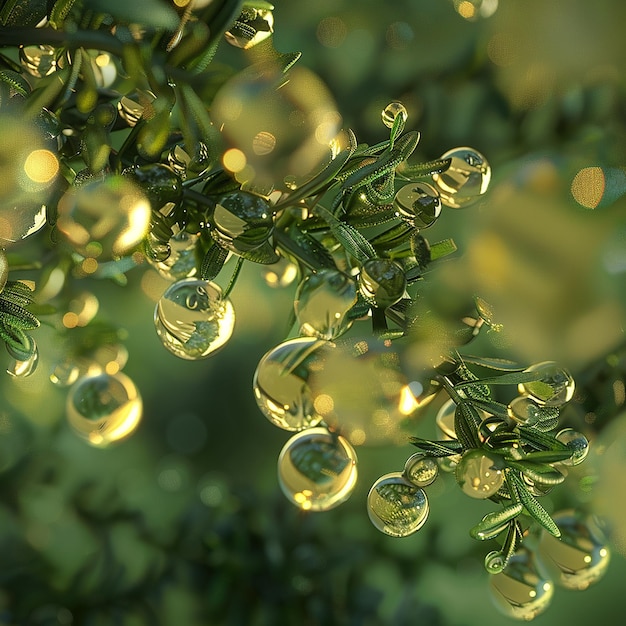 Photo a close up of water droplets with the sun shining on them