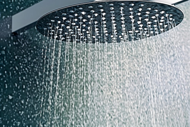 Close up of water flowing from shower