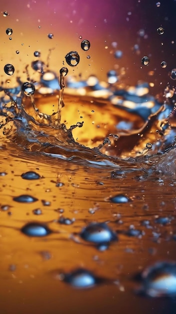 Close up water splash with air bubbles