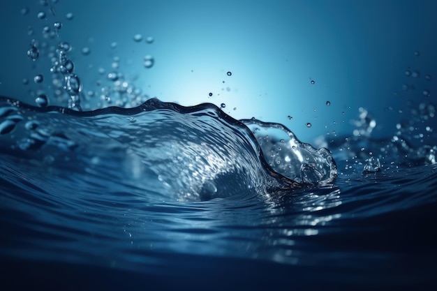 A close up of water with a blue background generative AI