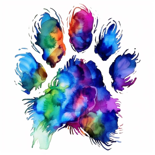 a close up of a watercolor painting of a dog paw generative ai