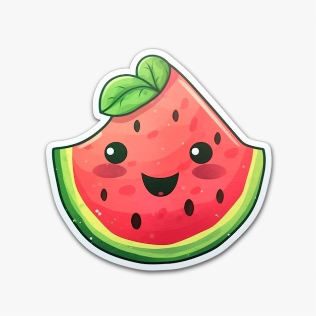 A close up of a watermelon with a leaf on it generative ai