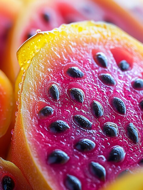 Photo a close up of a watermelon with seeds and seeds