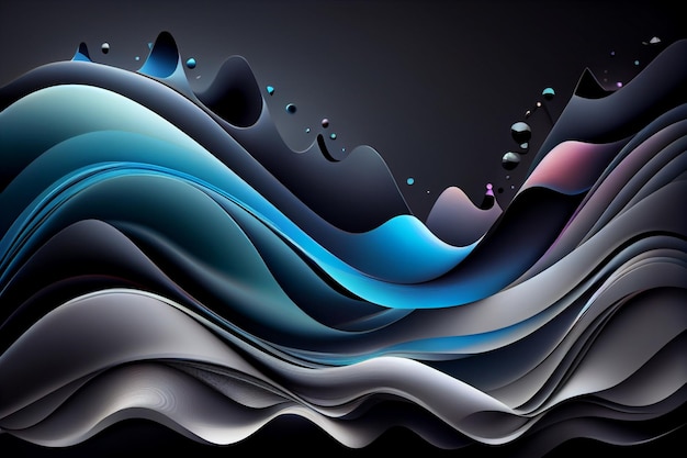 Close up of a wave on a black background generative ai