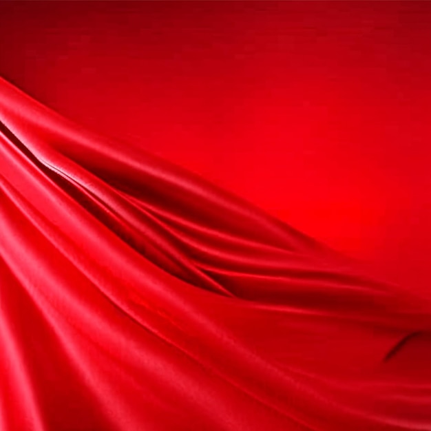 Close up wave red silk or satin fabric background or Red silk draped fabric background