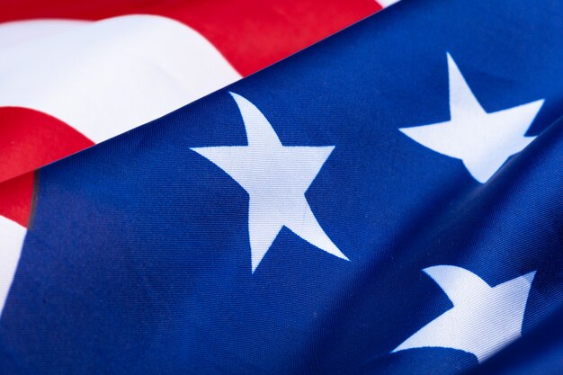 Close-up of waving American flag