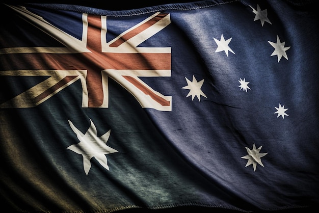 close up of the waving flag of Australia