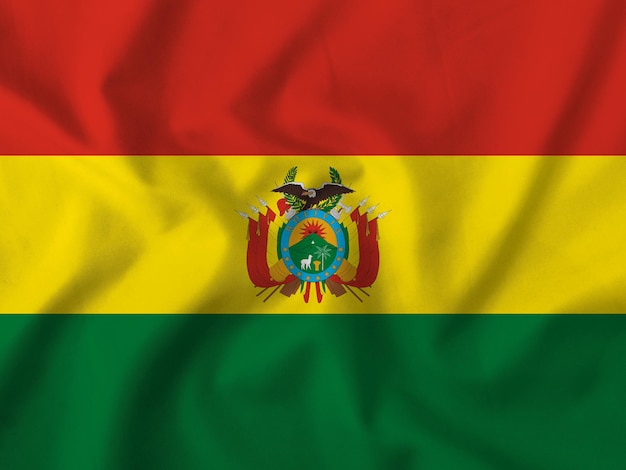 Photo close up waving flag of bolivia