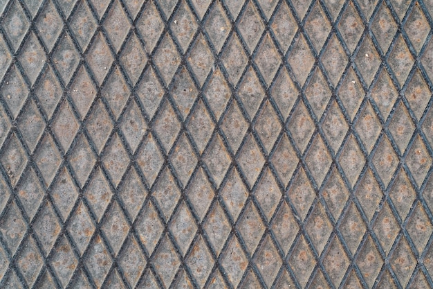 Close-up of the weathered surface of an urban iron plate