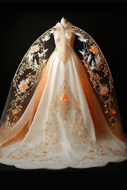 Close up of a wedding dress on a mannequin generative ai