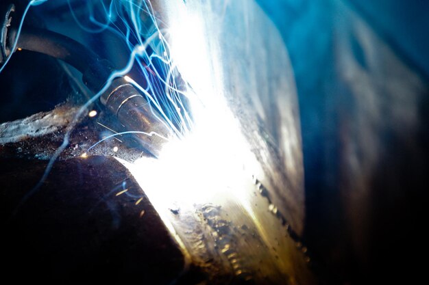 Photo close-up of welding machine in factory