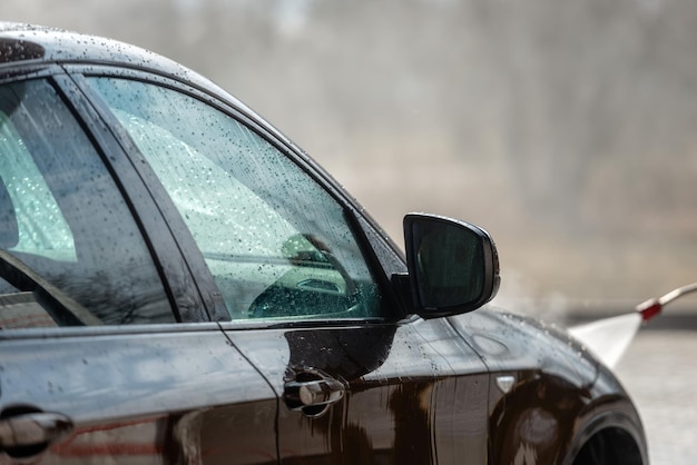 Photo close-up of wet car window