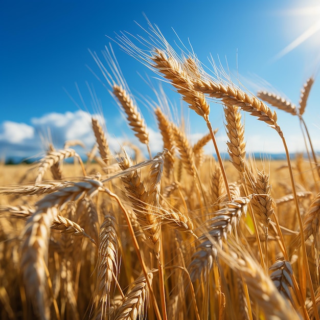 Close up of wheat ears field of wheat in a summer day Harvesting period