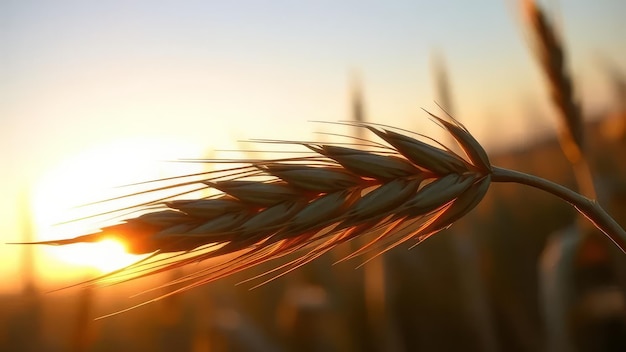 Photo a close up of a wheat stalk with the sun in the background