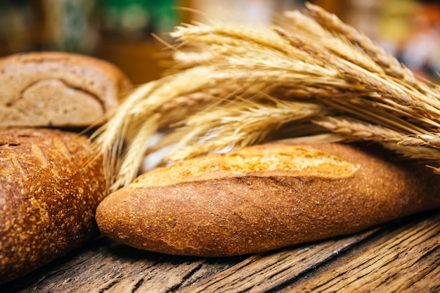 Close-up of wheat on table