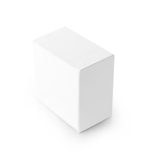 Close up of a white box on white background