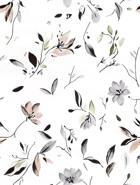 Photo a close up of a white and brown floral pattern on a sheet