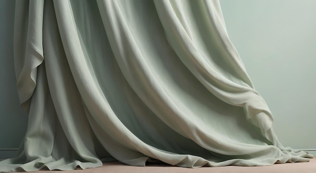 a close up of a white cloth with a green background